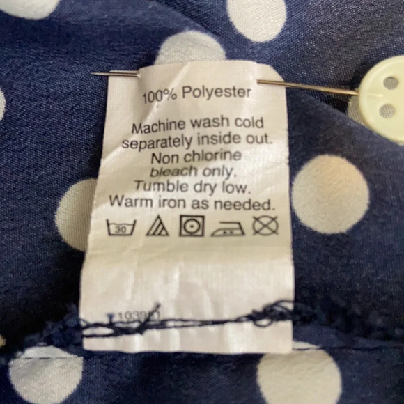J. Crew Factory Navy & White Polka Dot Blouse - S - Picture 5 of 5